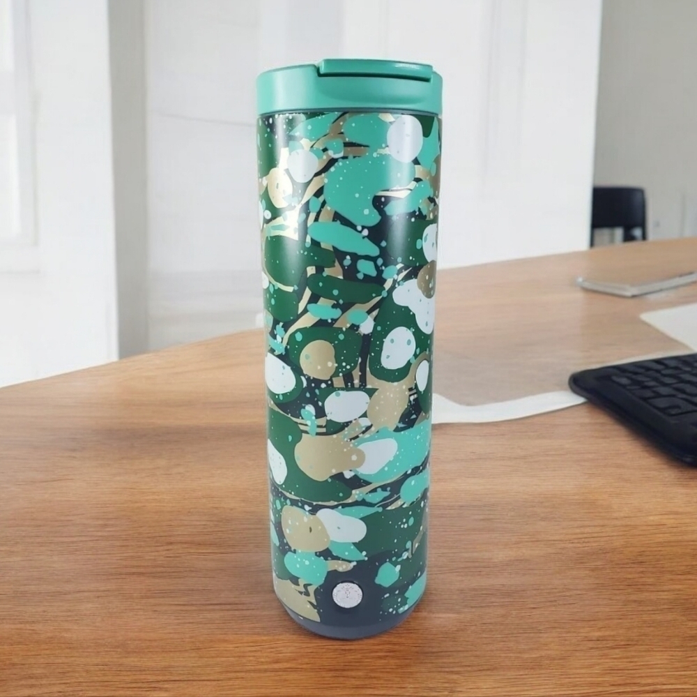 Starbucks Christmas MARBLE FOREST Insulated Tumbler Cup‎ 16 oz Stainless *Rare *